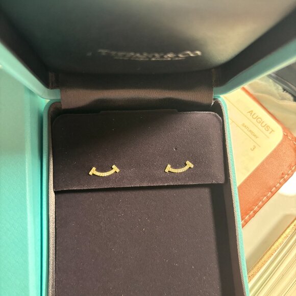 Tiffany & Co Yellow Gold Diamond Smile Earrings - Picture 5 of 6
